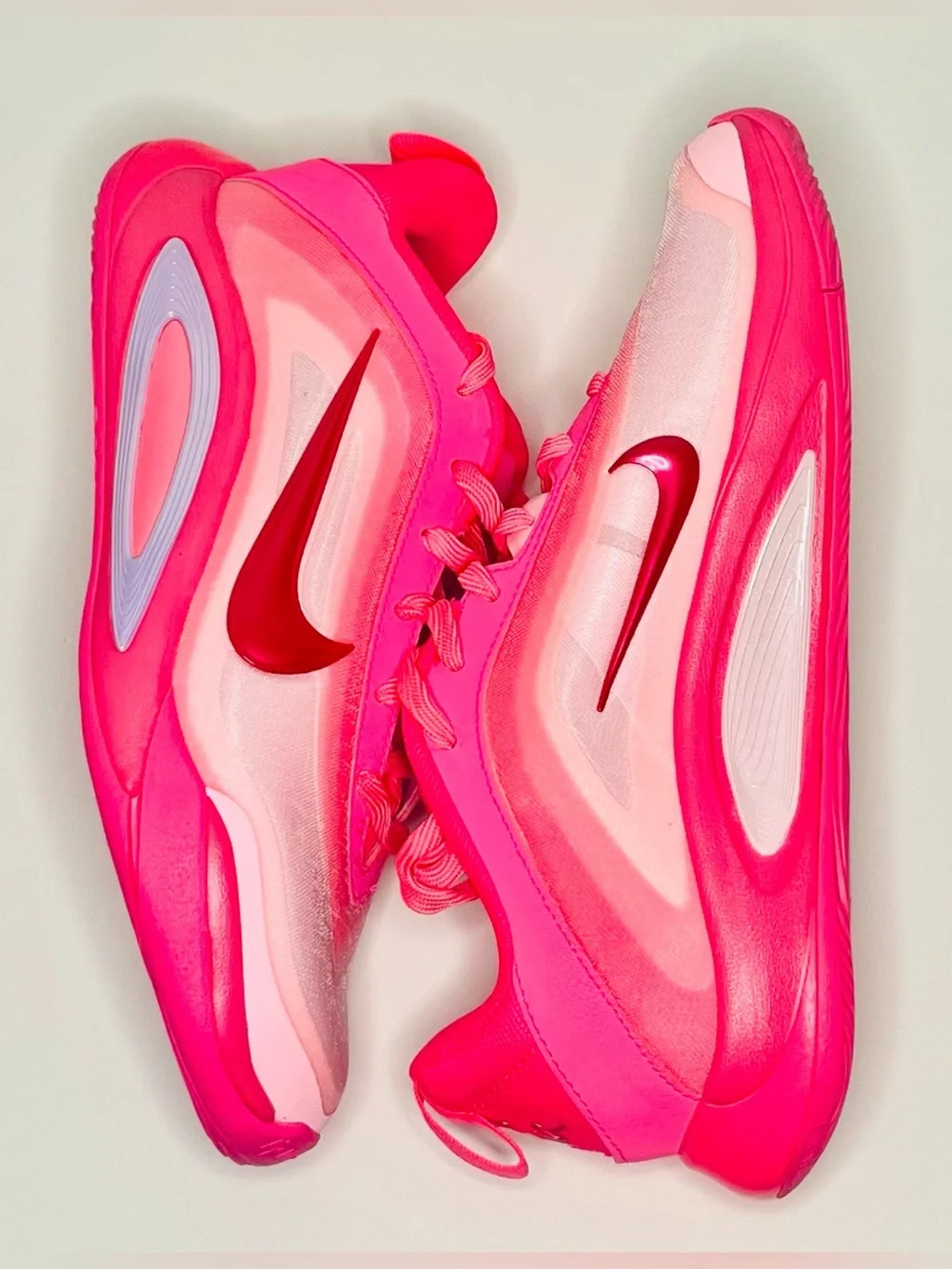Nike A One (GS) Hot Pink Athletic Sneakers with Metallic Red Swoosh